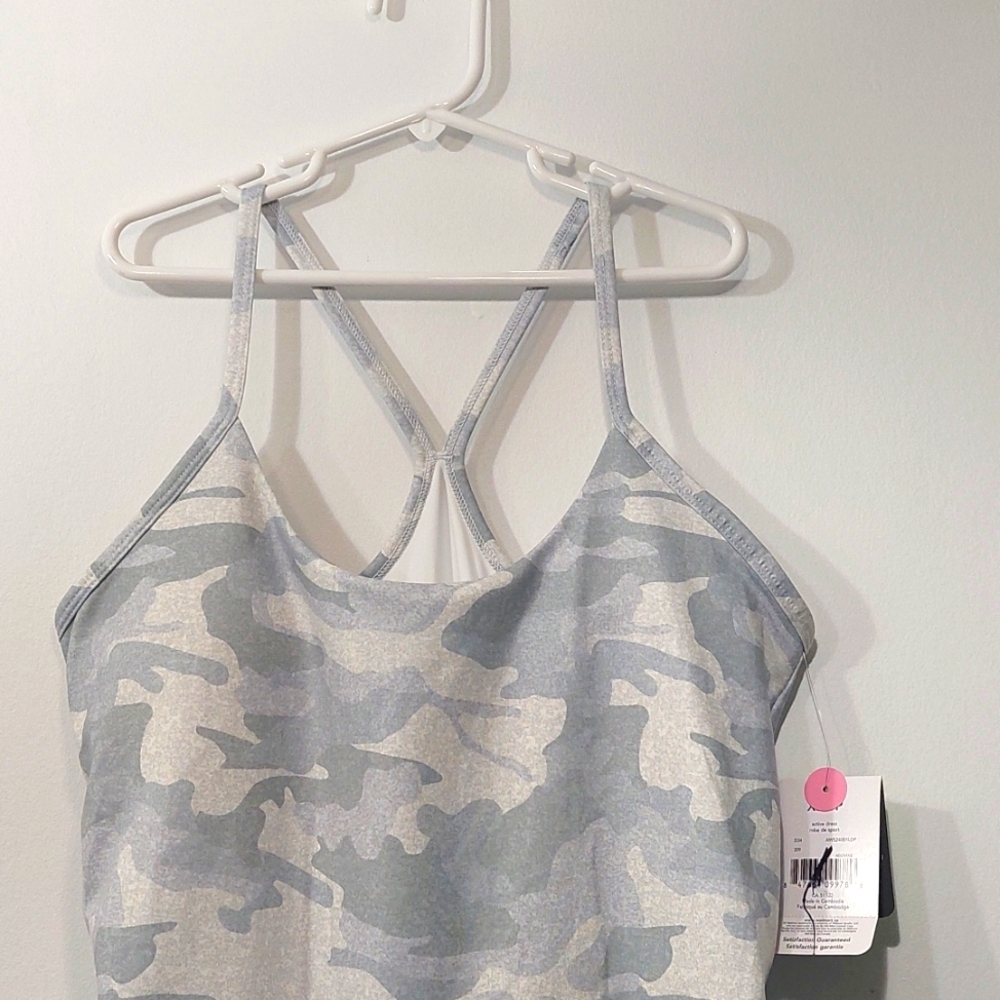 Strappy Camo Tank Top with Liner Activewear Dress Cute XS